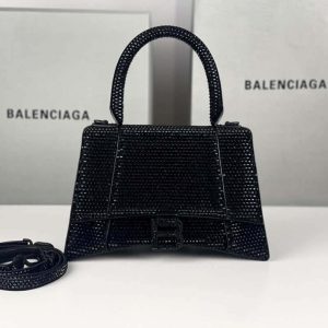 xubag.ru-balenciaga-592833-hourglass-small-top-handle-black-suede-calfskin-with-rhinestones-001