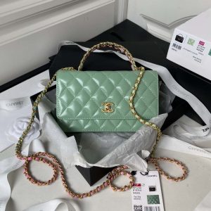 xubag.ru-chanel-ap3240-flap-bag-with-top-handle-lambskin-gold-tone-metal-green-001