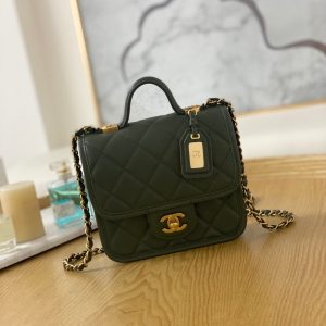 xubag.ru-chanel-as3652-small-flap-bag-with-top-handle-calfskin-gold-tone-metal-dark-green-001