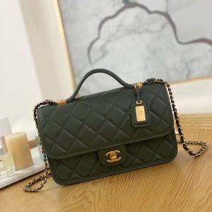 xubag.ru-chanel-as3653-small-flap-bag-with-top-handle-calfskin-gold-tone-metal-dark-green-001