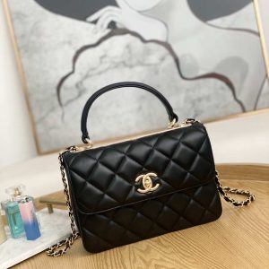 xubag.ru-chanel-small-trendy-cc-flap-bag-with-top-handle-lambskin-bag-a92236-black-gold-round-001