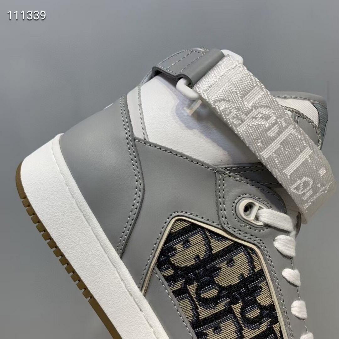 Dior 3SH132 B27 High Top Sneaker Beige Calfskin With Oblique Jacquard - Voguebags