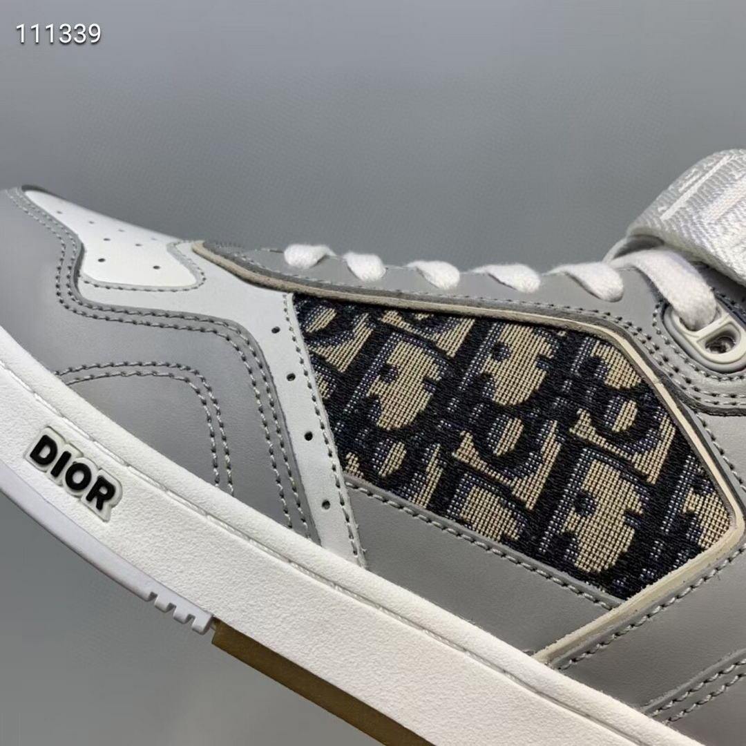 Dior 3SH132 B27 High Top Sneaker Beige Calfskin With Oblique Jacquard - Voguebags