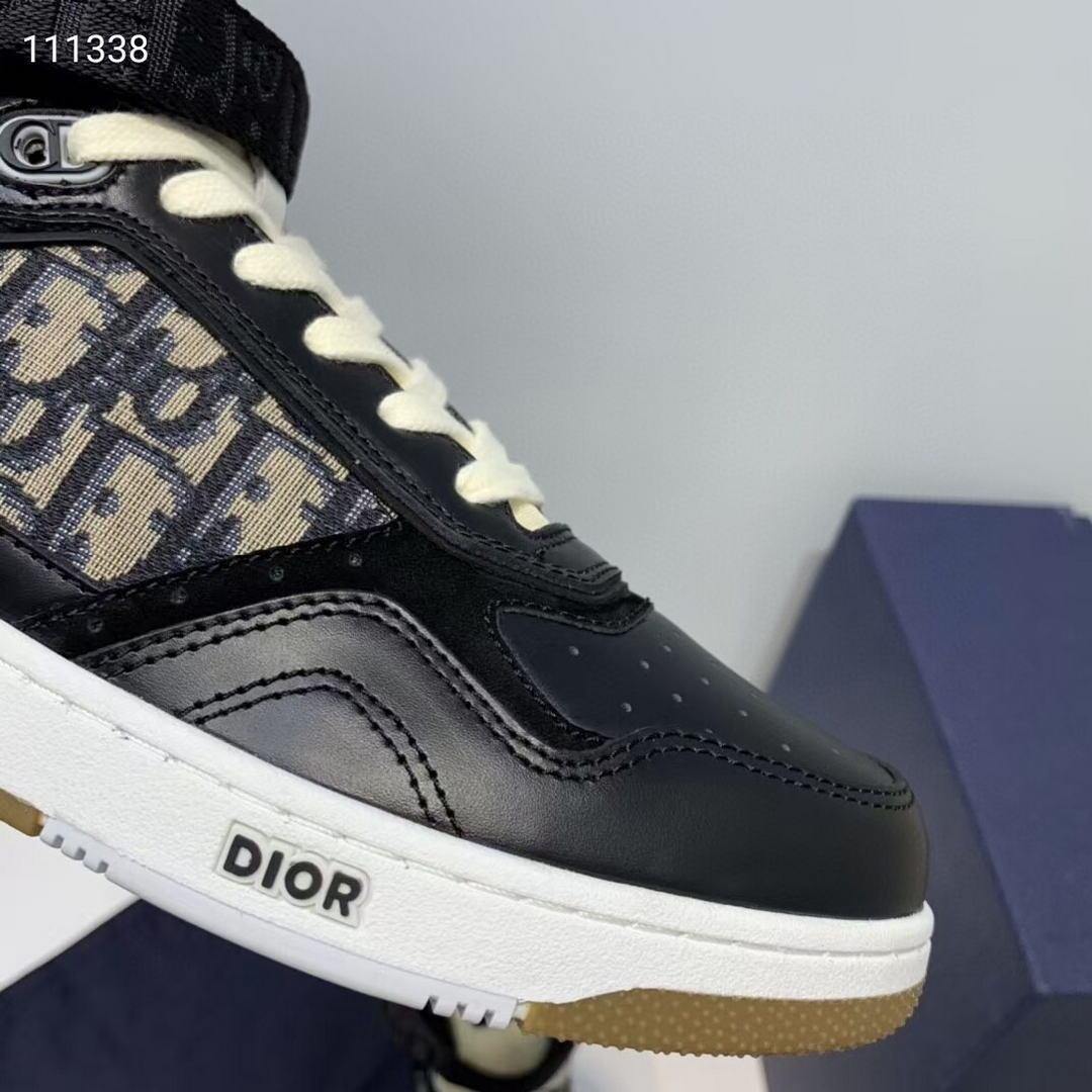 Dior 3SH132 B27 High Top Sneaker Black Calfskin With Oblique Jacquard - Voguebags