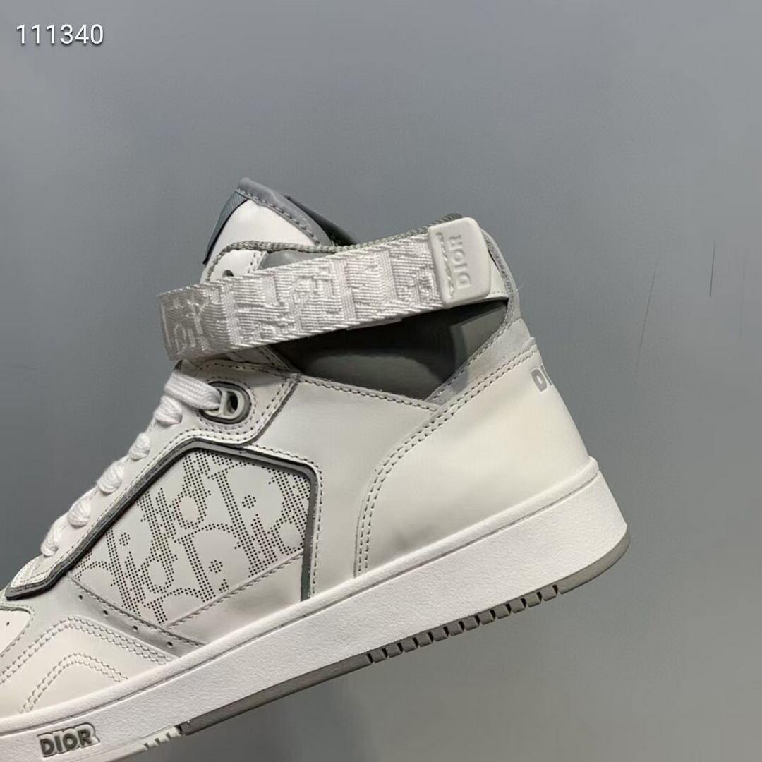 Dior 3SH132 B27 High Top Sneaker White Calfskin With Oblique Jacquard - Voguebags