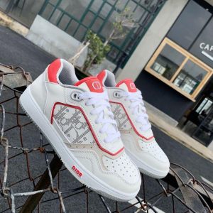 Dior 3SN272 B27 Low Top Sneaker White and Red Smooth Calfskin - Voguebags