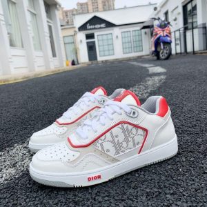 Dior 3SN272 B27 Low Top Sneaker White and Red Smooth Calfskin - Voguebags