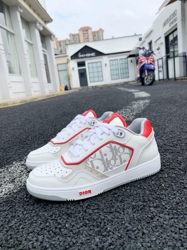 Dior 3SN272 B27 Low Top Sneaker White and Red Smooth Calfskin - Voguebags