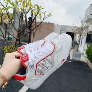 Dior 3SN272 B27 Low Top Sneaker White and Red Smooth Calfskin - Voguebags