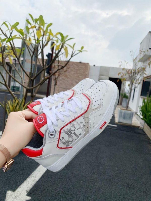 Dior 3SN272 B27 Low Top Sneaker White and Red Smooth Calfskin - Voguebags