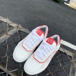 Dior 3SN272 B27 Low Top Sneaker White and Red Smooth Calfskin - Voguebags