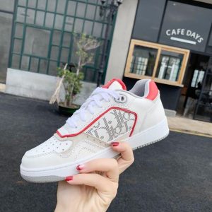 Dior 3SN272 B27 Low Top Sneaker White and Red Smooth Calfskin - Voguebags