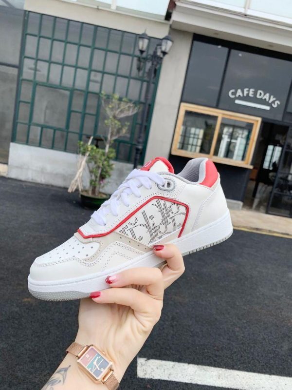 Dior 3SN272 B27 Low Top Sneaker White and Red Smooth Calfskin - Voguebags