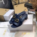 Dior 81177 Diro 30 Montaigne Flat Thong Sandals Calfskin Navy Blue - luxibagsmall