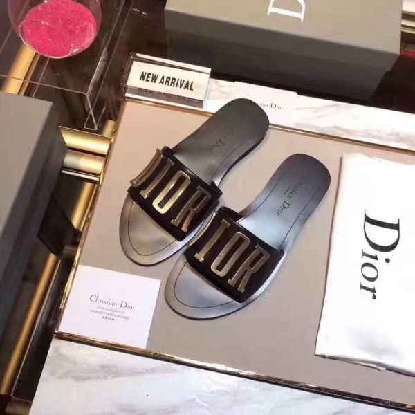 Dior 81178 Diro Letter slippers Sandals White Black logo - luxibagsmall