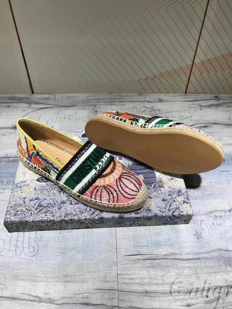 Dior KDB585 Dior Granville Espadrille Shoes Pink Green - luxibagsmall