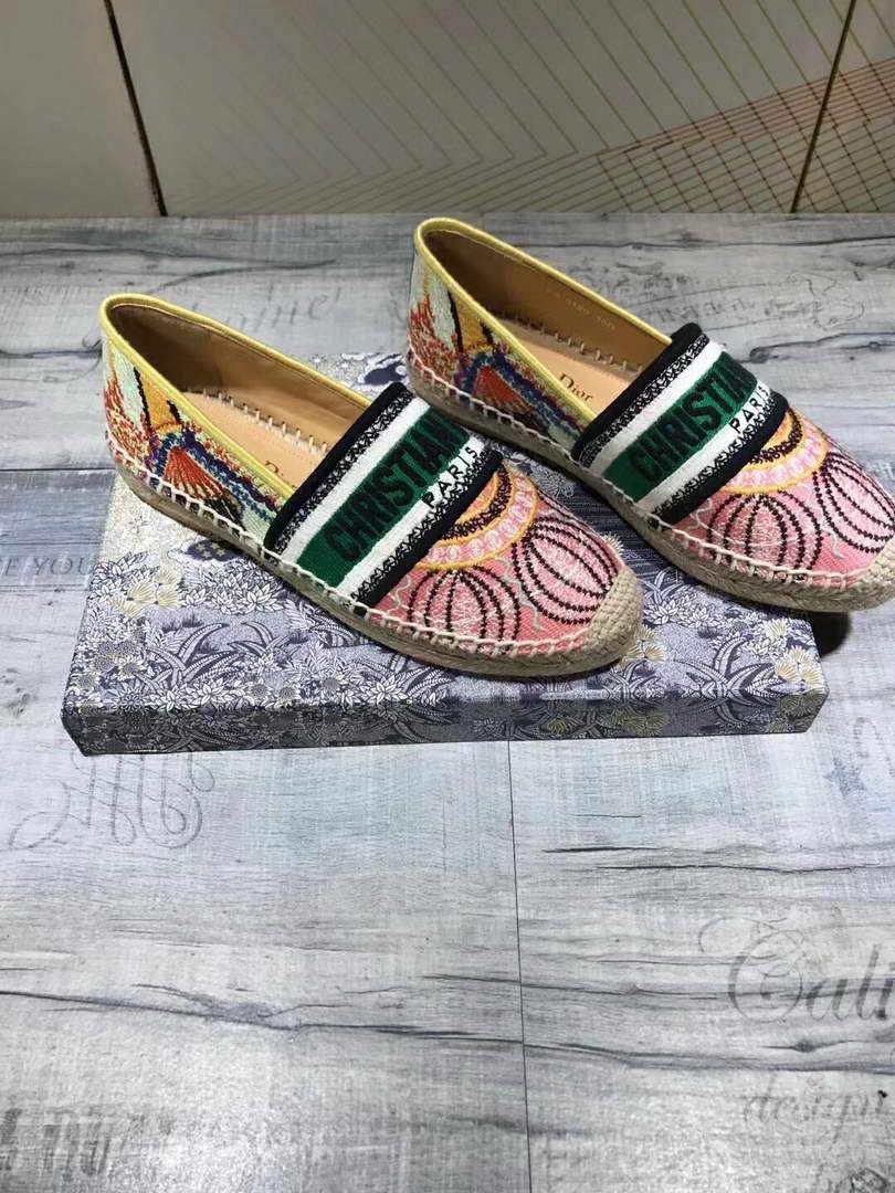 Dior KDB585 Dior Granville Espadrille Shoes Pink Green - luxibagsmall