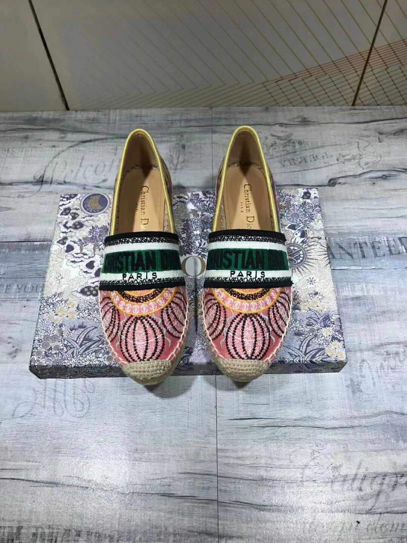 Dior KDB585 Dior Granville Espadrille Shoes Pink Green - luxibagsmall