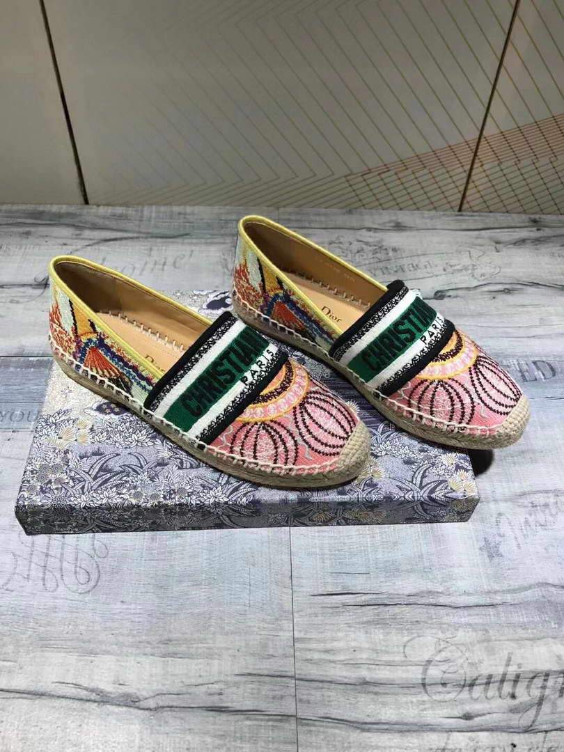 Dior KDB585 Dior Granville Espadrille Shoes Pink Green - luxibagsmall