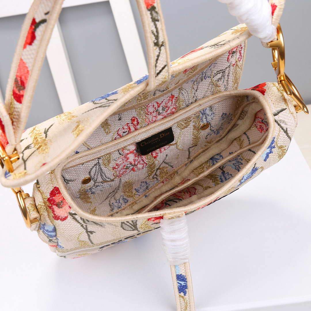 Dior M0446 Dior Multicolor Flowers Embroidery Saddle Bag - luxibagsmall