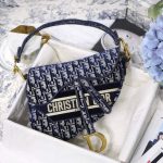 Dior M0446 Dior Saddle Bag Blue Dior Oblique Embroidery - luxibagsmall