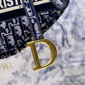 Dior M0446 Dior Saddle Bag Blue Dior Oblique Embroidery - luxibagsmall