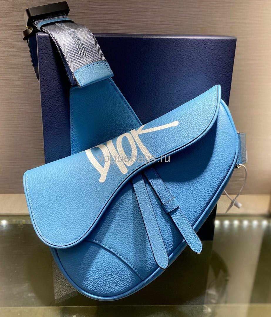 Dior M0446 Saddle Bag Dior Blue Calfskin Bag - Voguebags