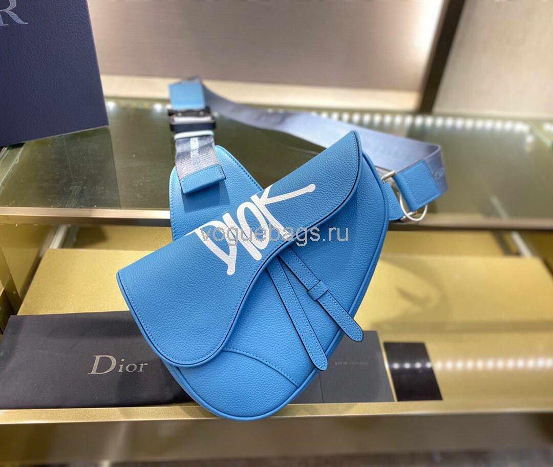 Dior M0446 Saddle Bag Dior Blue Calfskin Bag - Voguebags