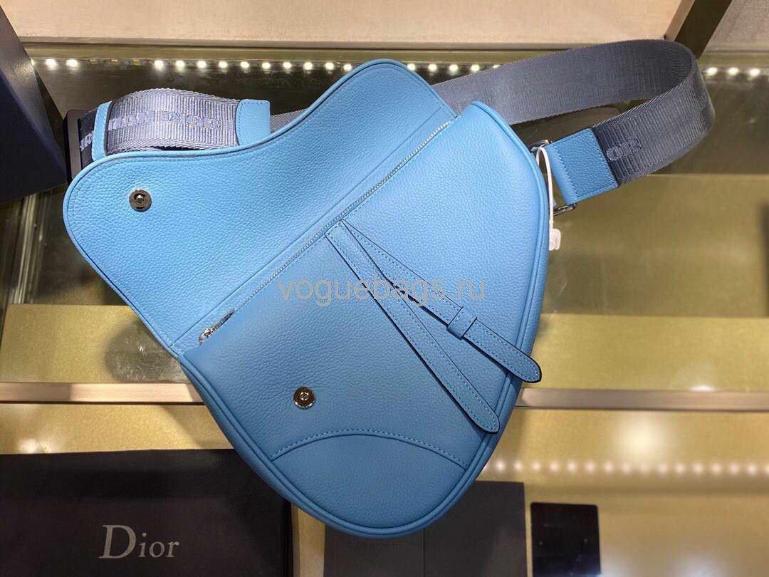 Dior M0446 Saddle Bag Dior Blue Calfskin Bag - Voguebags