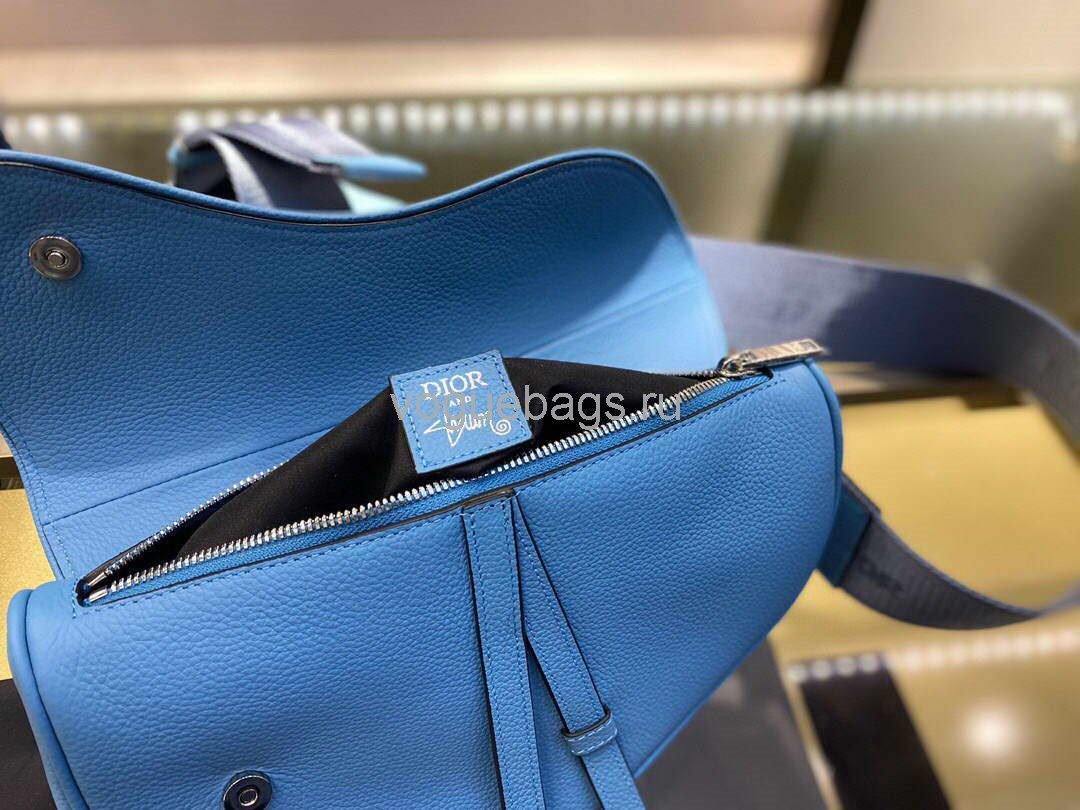 Dior M0446 Saddle Bag Dior Blue Calfskin Bag - Voguebags