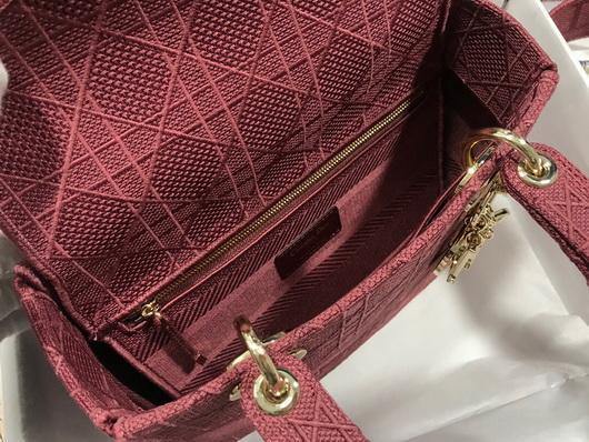 Dior M0565 Lady Dior Medium Tote Bag M950 Red - Voguebags