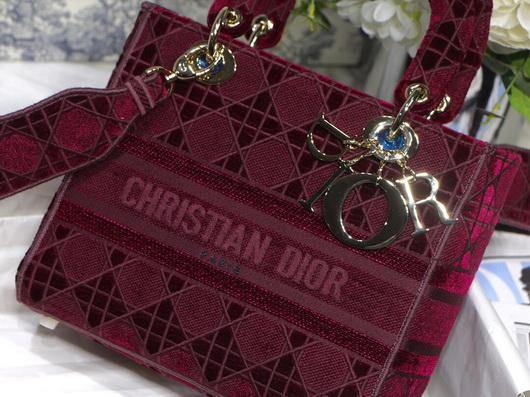 Dior M0565 Lady Dior Medium Tote Bag M950 Wine Red - Voguebags