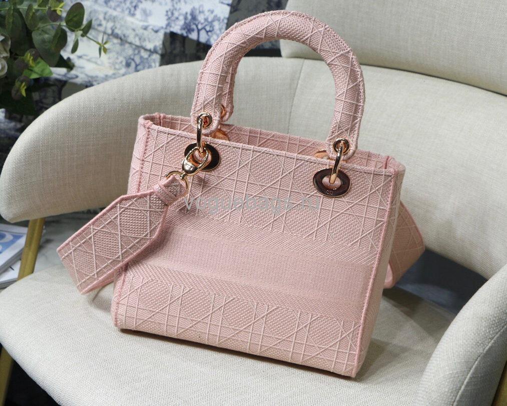 Dior M0565 Medium Lady D-Lite Bag Pink - Voguebags