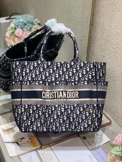 Dior M1279 Catherine Tote Bag Dior Oblique Embroidery Navy Blue - luxibagsmall