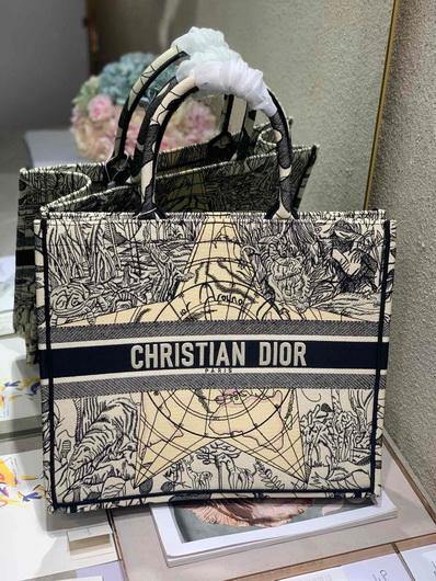 Dior M1286 Book Tote Christian Dior Shoulder Shopping Bag Black - luxibagsmall