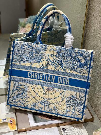 Dior M1286 Book Tote Christian Dior Shoulder Shopping Bag Blue - luxibagsmall