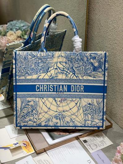 Dior M1286 Book Tote Christian Dior Shoulder Shopping Bag Blue - luxibagsmall