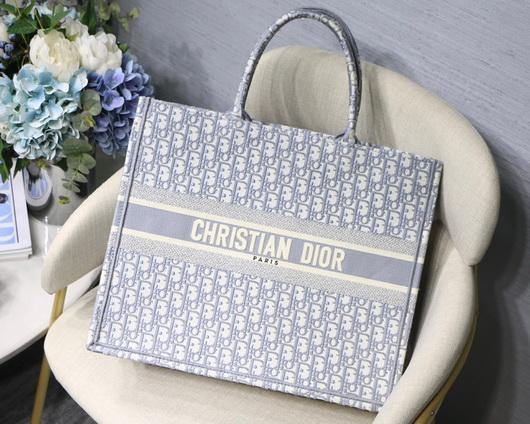 Dior M1286 Book Tote Christian Dior Shoulder Shopping Bag Gray - luxibagsmall