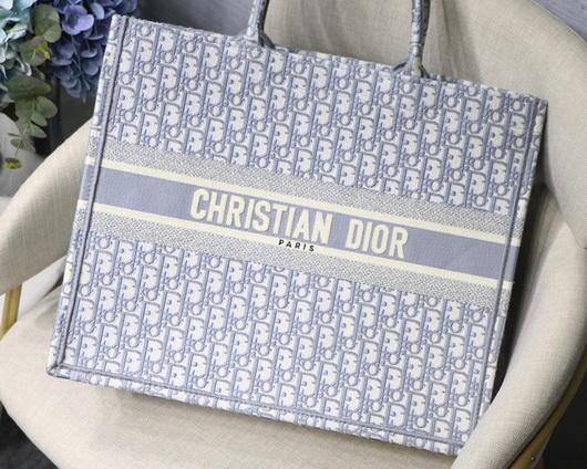 Dior M1286 Book Tote Christian Dior Shoulder Shopping Bag Gray - luxibagsmall