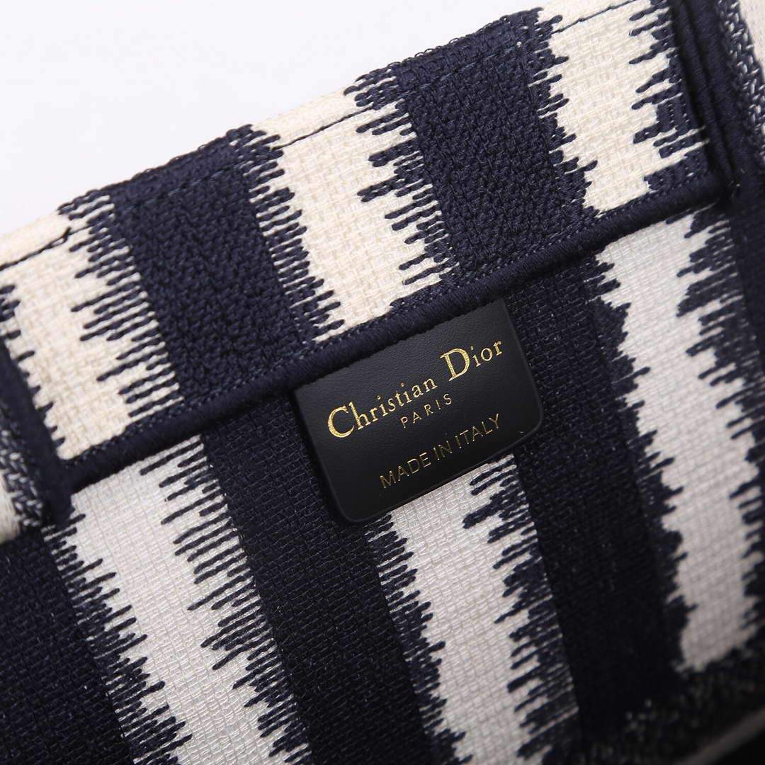 Dior M1286 Dior Book Tote Blue D-Stripes Embroidery - luxibagsmall