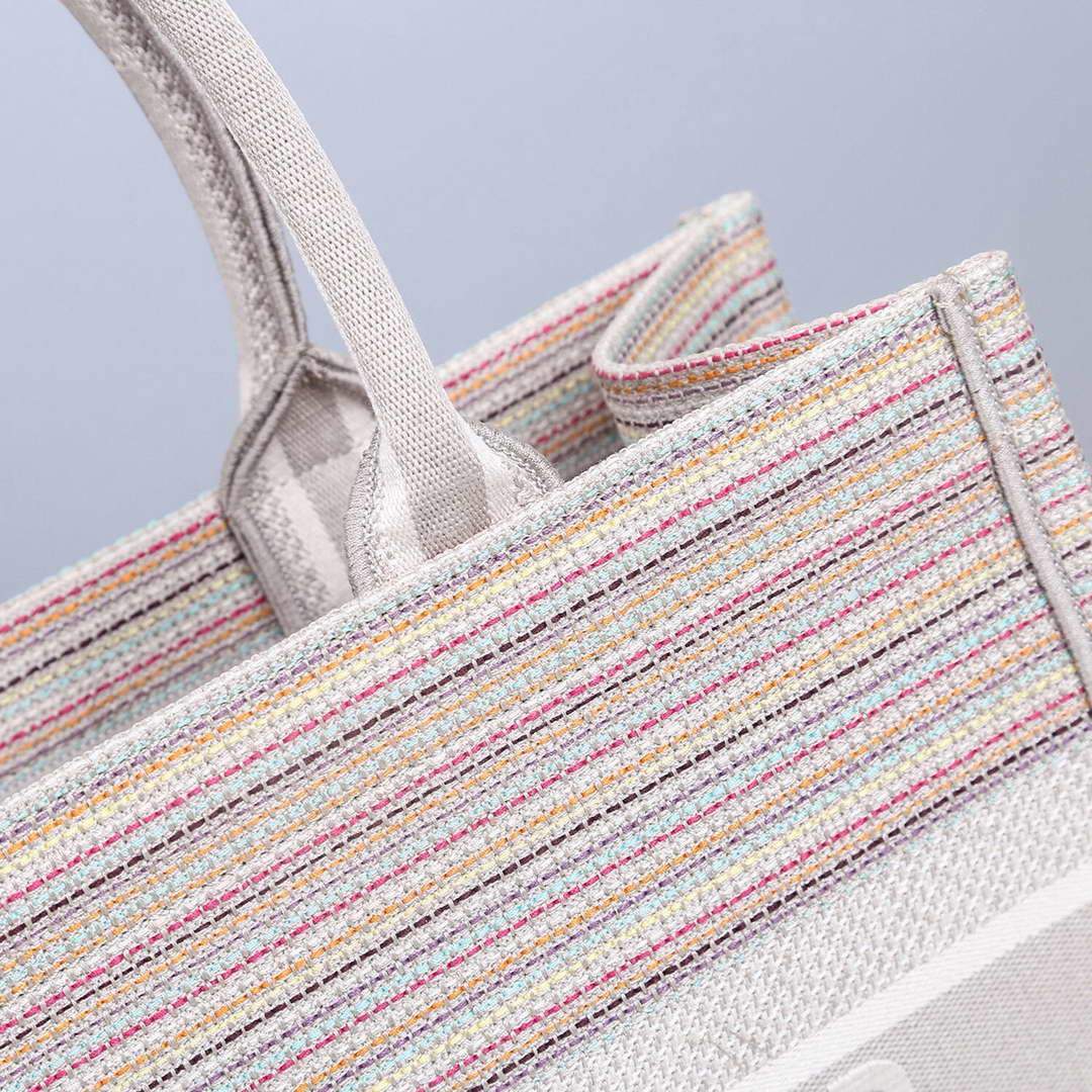 Dior M1286 Dior Book Tote small Pink D-Stripes Embroidery - luxibagsmall