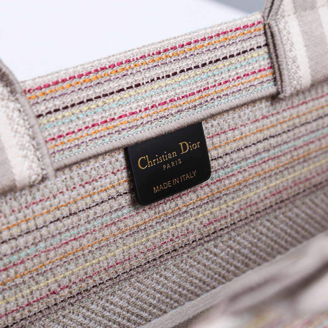 Dior M1286 Dior Book Tote small Pink D-Stripes Embroidery - luxibagsmall