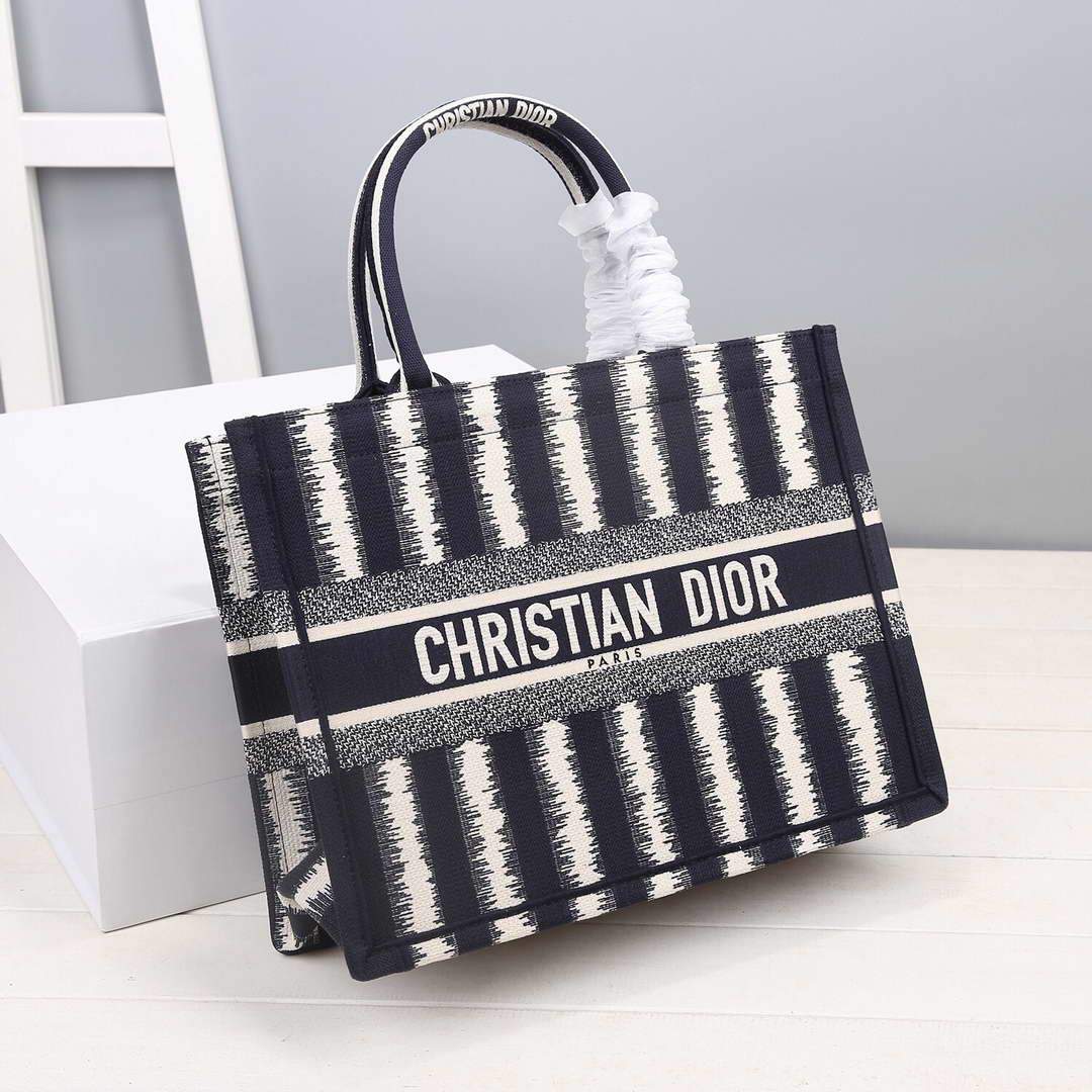 Dior M1286 Dior Book Tote small Blue D-Stripes Embroidery - luxibagsmall