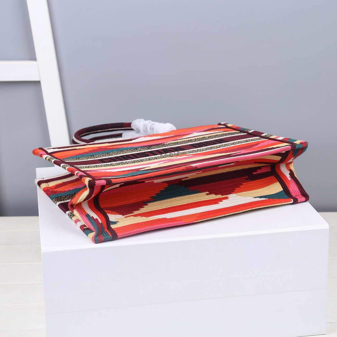 Dior M1286 DIOR Book Tote Multicolor D-Stripes Embroidery - luxibagsmall