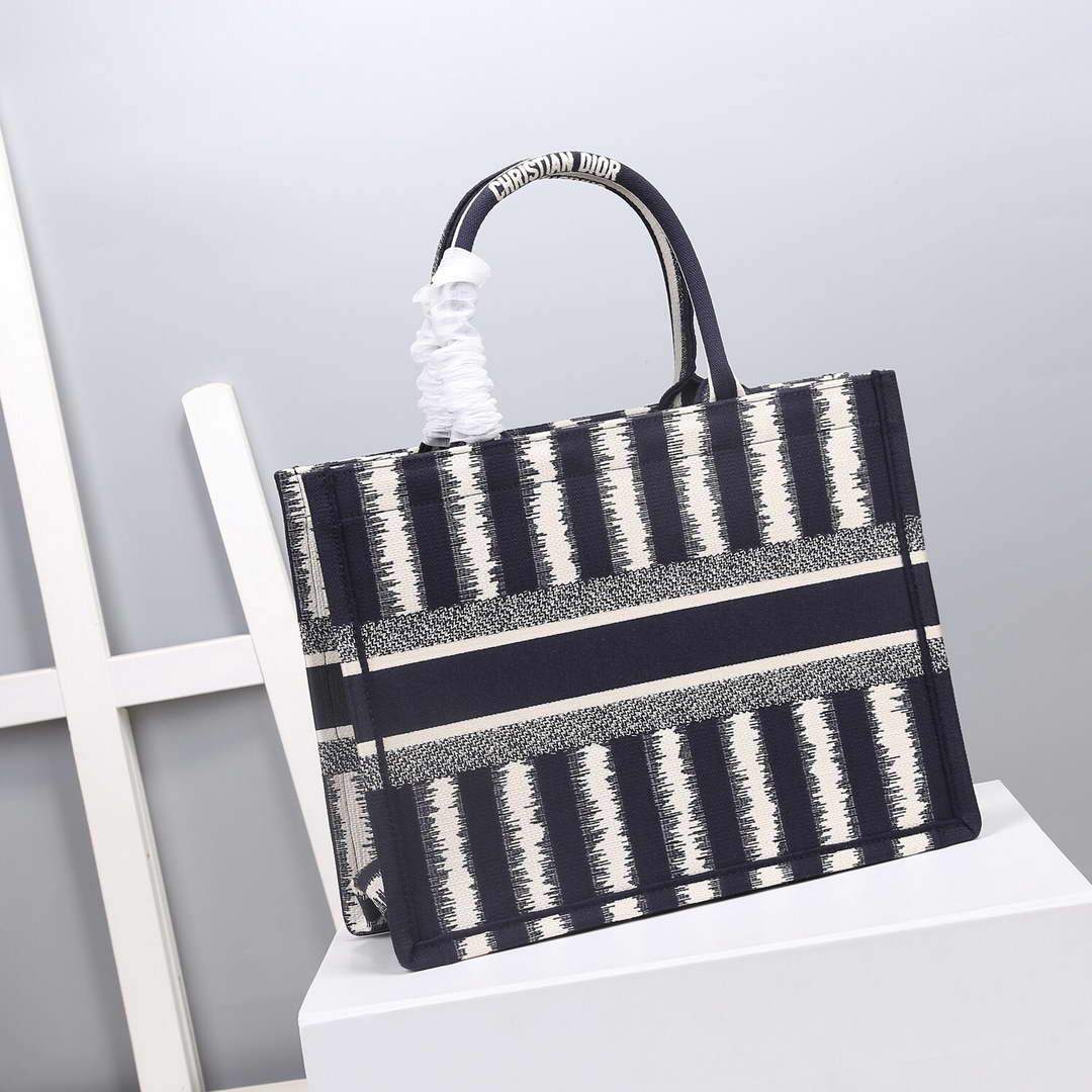 Dior M1286 Dior Book Tote small Blue D-Stripes Embroidery - luxibagsmall