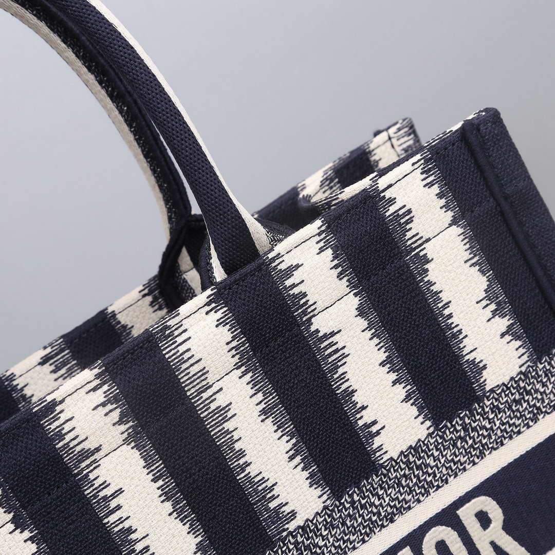 Dior M1286 Dior Book Tote small Blue D-Stripes Embroidery - luxibagsmall