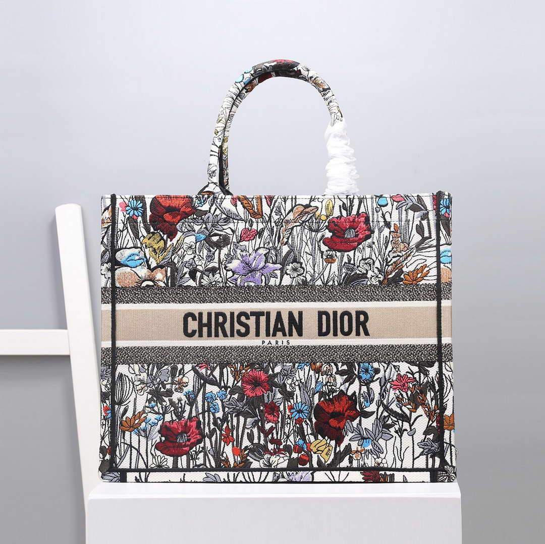 Dior M1286 Dior Book Tote Multicolor Flowers Embroidery - luxibagsmall