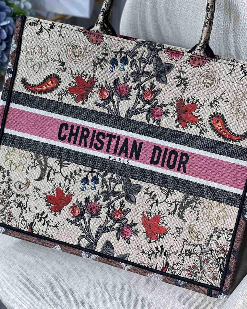 Dior M1286 Book Tote Multicolor Flowers Embroidery - luxibagsmall