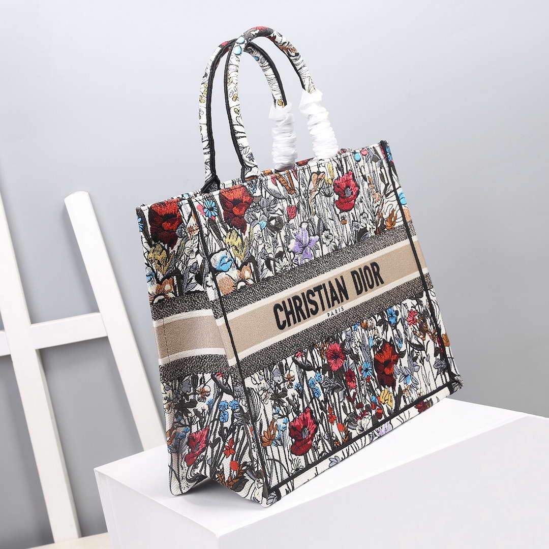 Dior M1286 Dior Book Tote Multicolor Flowers Embroidery - luxibagsmall