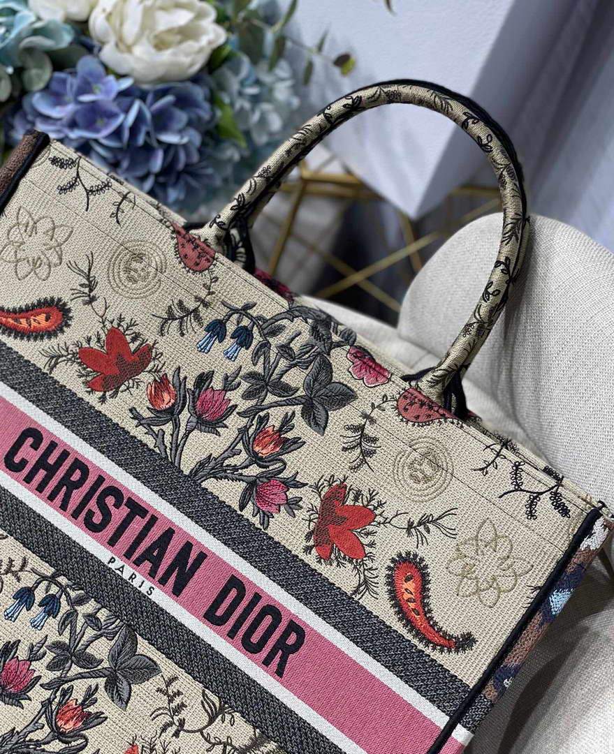 Dior M1286 Book Tote Multicolor Flowers Embroidery - luxibagsmall